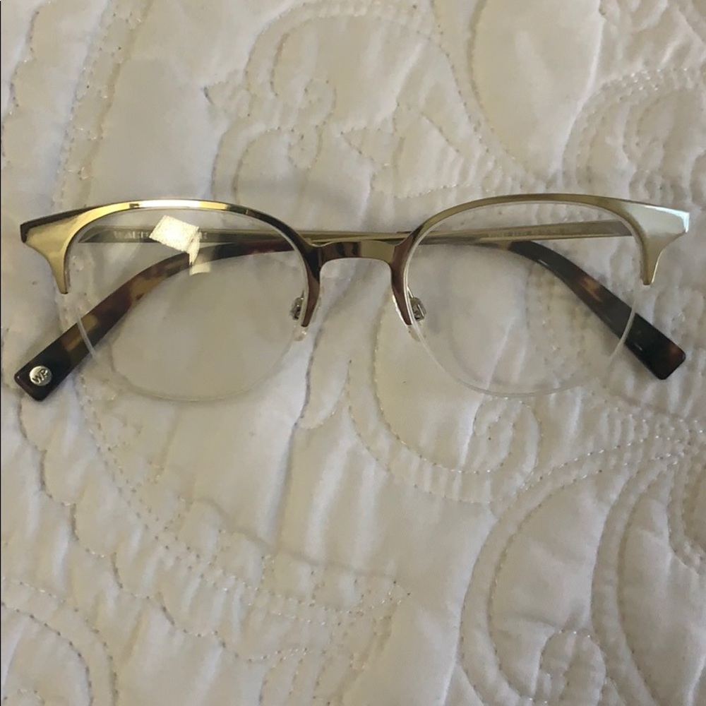 Warby Parker violet glasses in silver